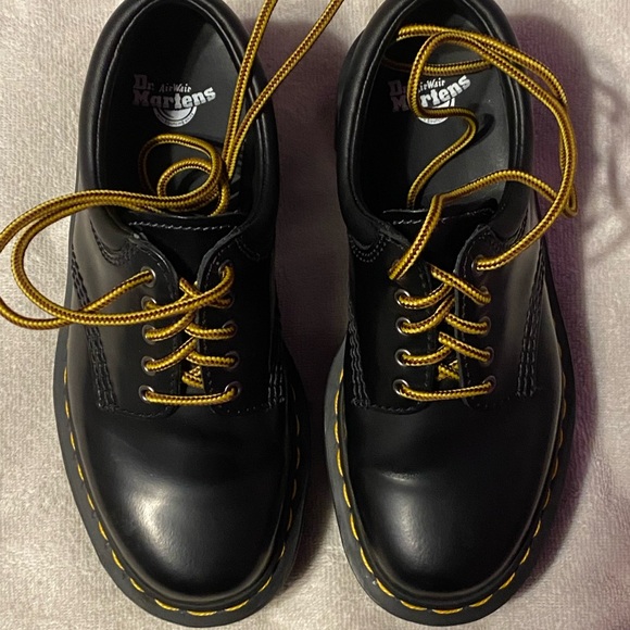 Dr. Martens Black Leather Oxfords with Yellow Accents - Picture 2 of 6